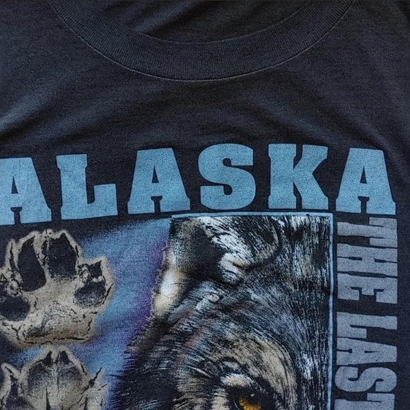 Vtg 1980s Alaska Wolves Polar Graphics Tourist Made in USA T-Shirt Size (L) - Picture 5 of 7
